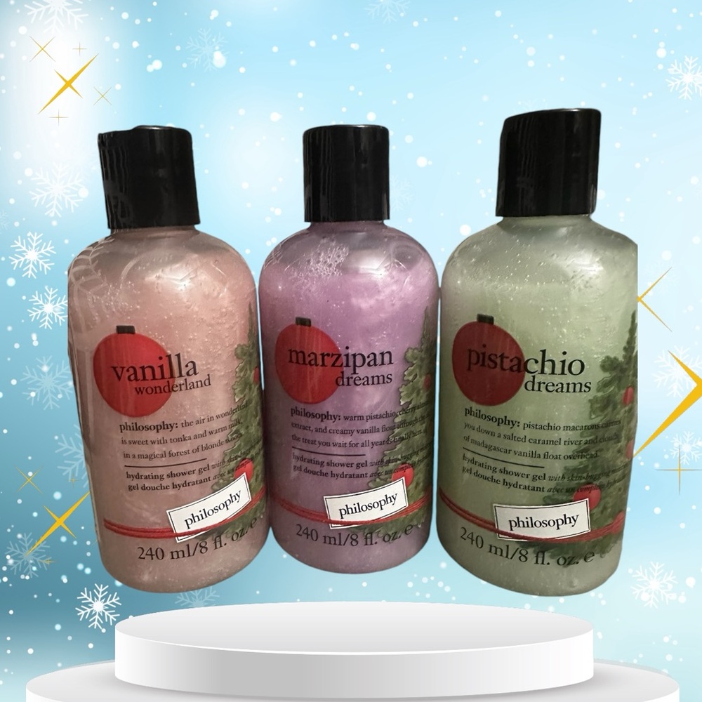 Philosophy Bundle of 3 Shampoo/Shower Gel/Bubble Bath Holiday Brand New 8oz each
